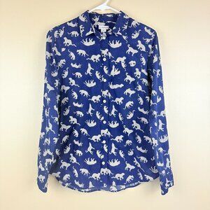 J.Crew Cheetah Print 100% Cotton Button-Down Shirt XS